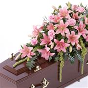 Pink Lily and Rose Casket Spray 