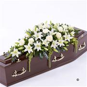 White Lily and Rose Casket Spray 