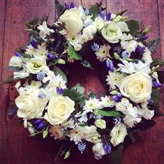 White and Sky Blue Wreath