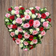 Red, White &amp; Pink Rose Heart